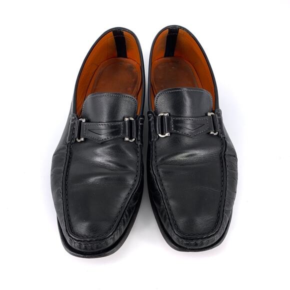 SANTONI Horse Bit Loafer Moccasin Black Leather 9 D main image 13
